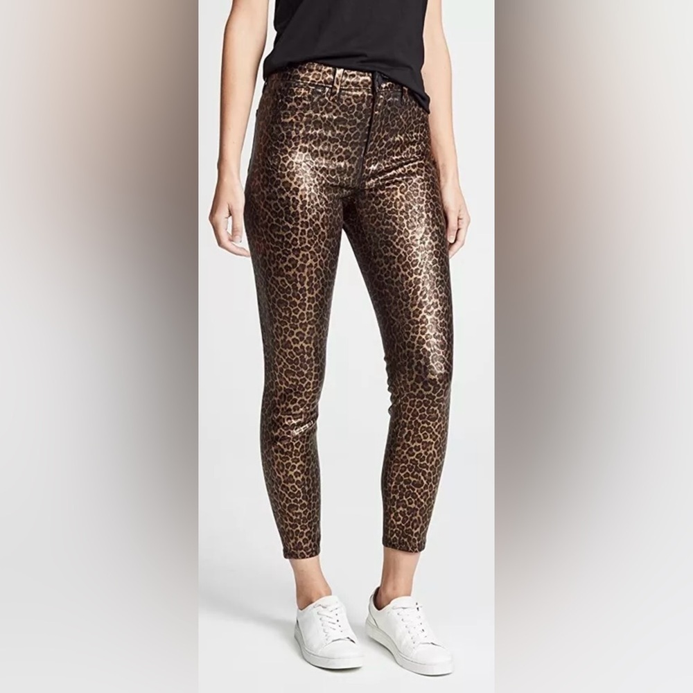 L’Agence Margot High Rise Foil Cheetah Print Jeans size 24
